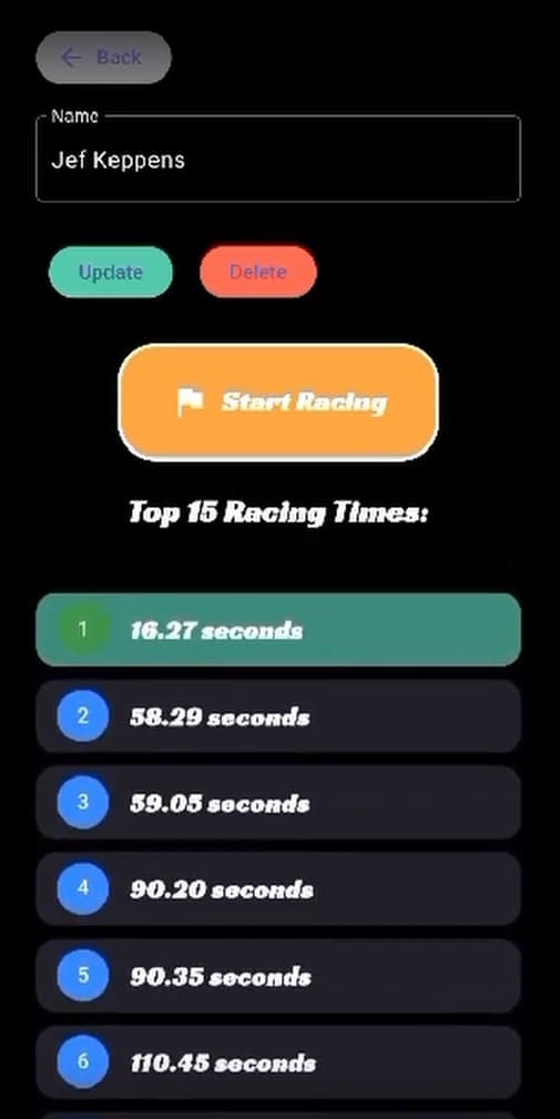 Flutter menu Kartissimo